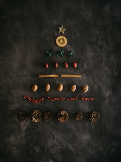 assorted-color ornaments on black surface