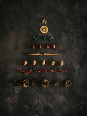 assorted-color ornaments on black surface