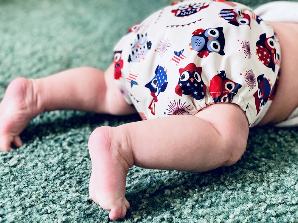 white and red owl print diaper