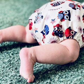 white and red owl print diaper