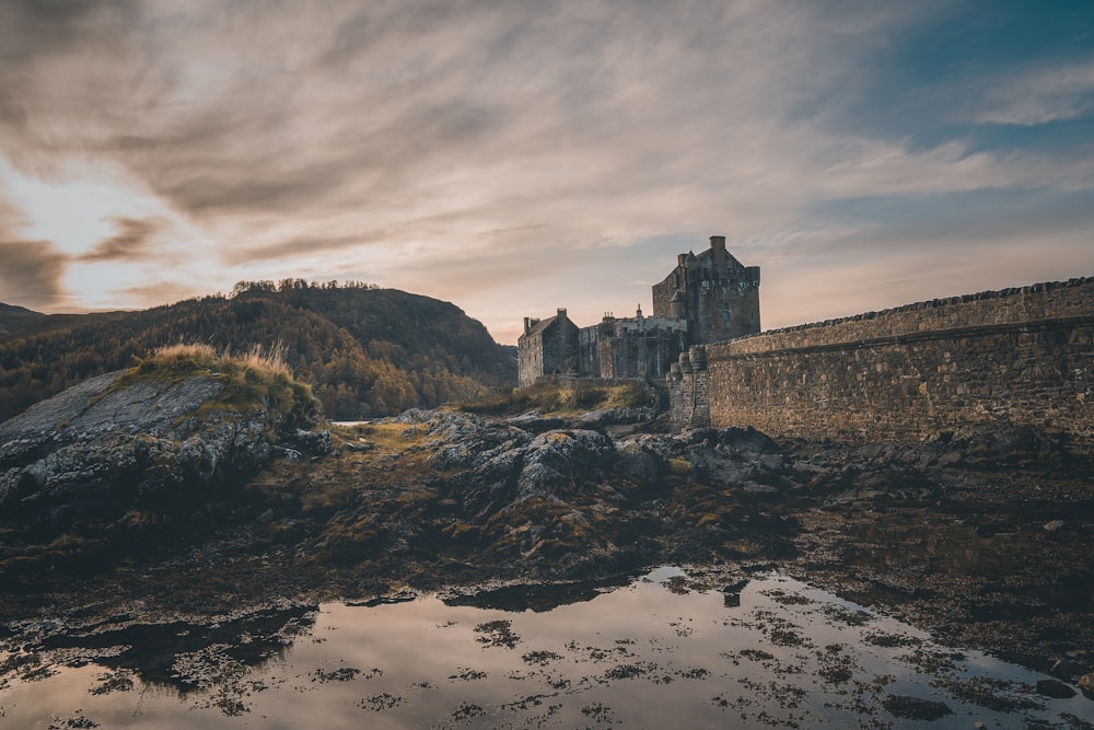 brown historic castle under white and blue sky