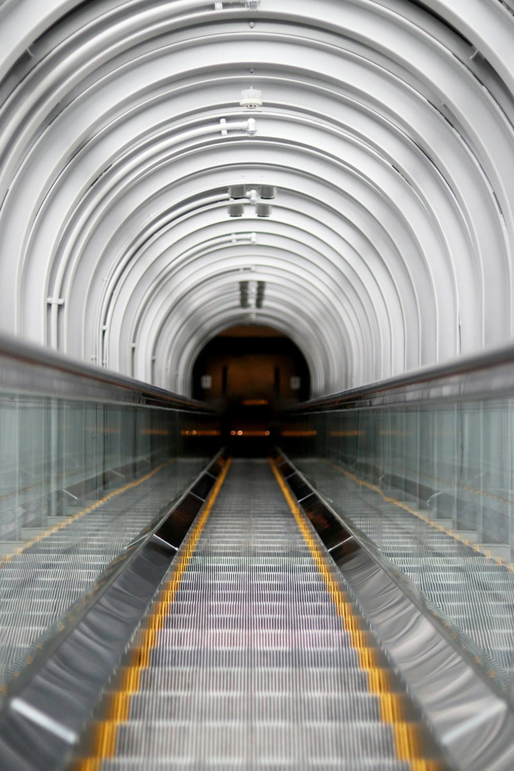 stainless steel escalator with no people