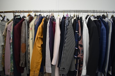 A variety of men's clothing styles on display.