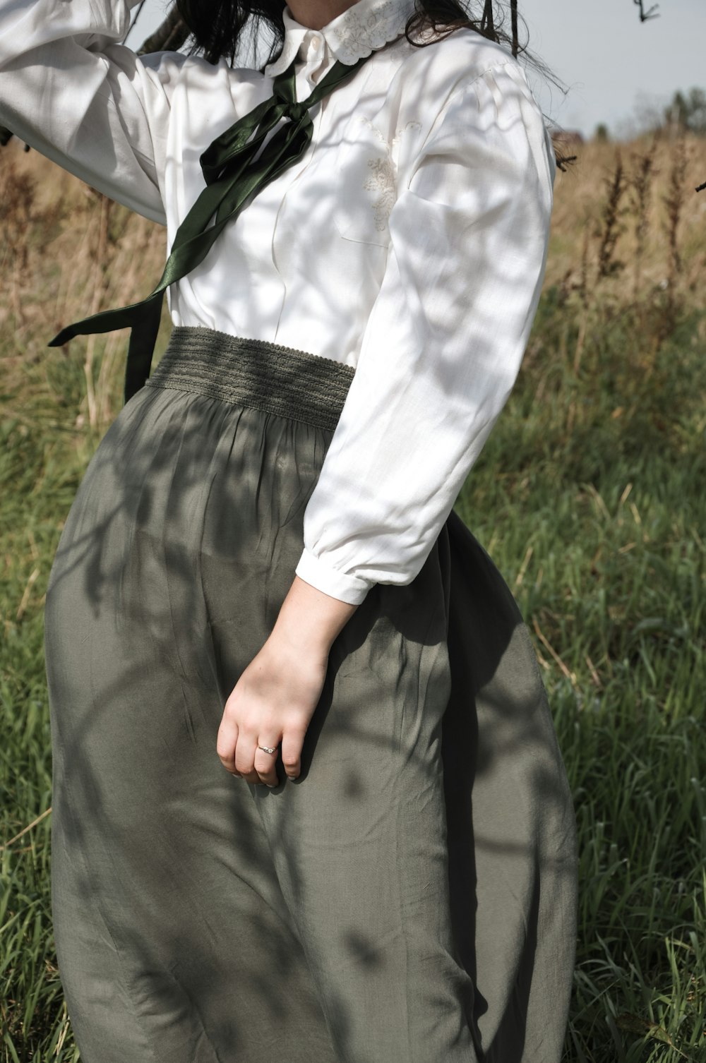 woman wearing white dress shirt