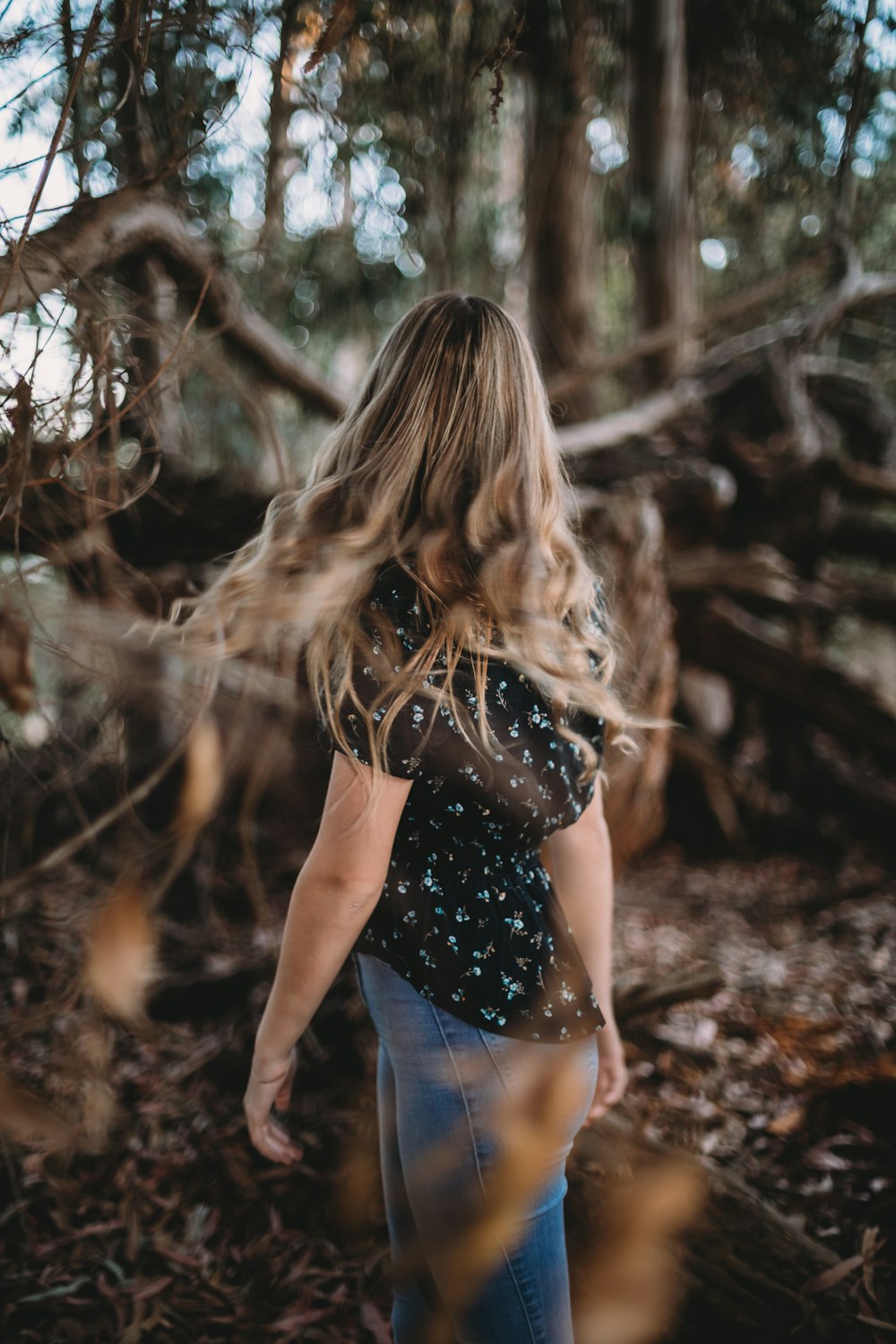 selective focus photography of woman wearing black shirt