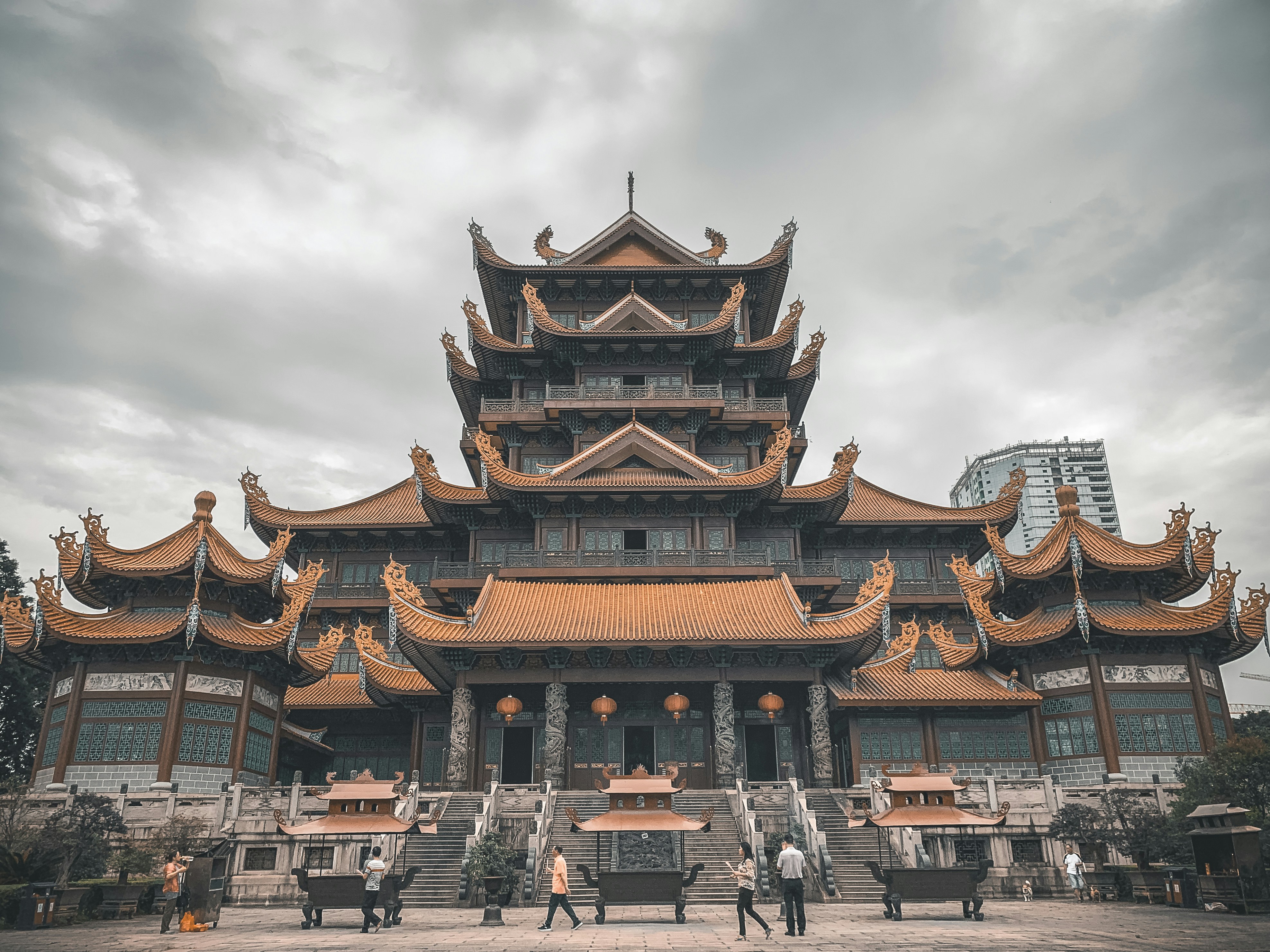 view photography of brown and gray temple