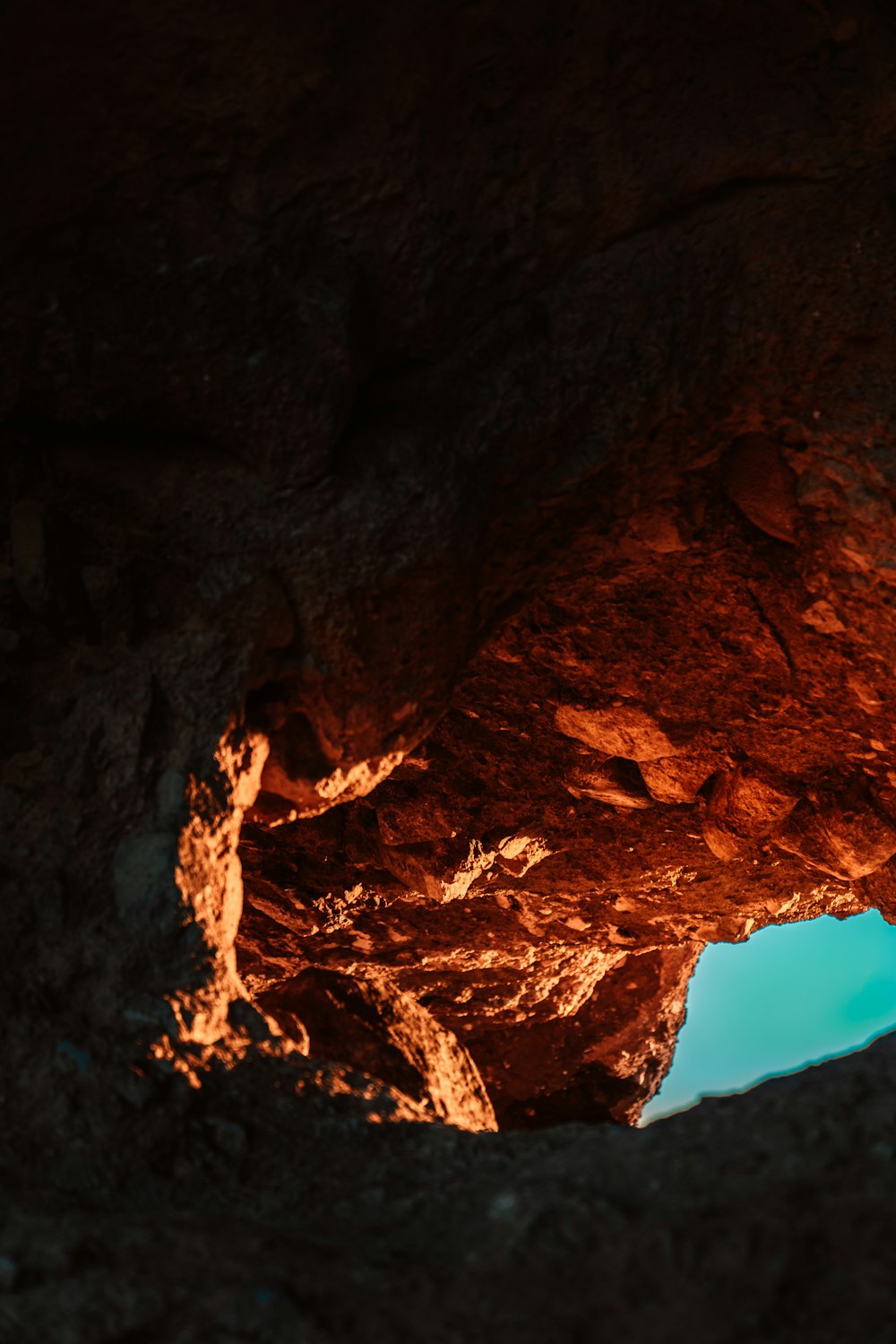 rocky cave during day