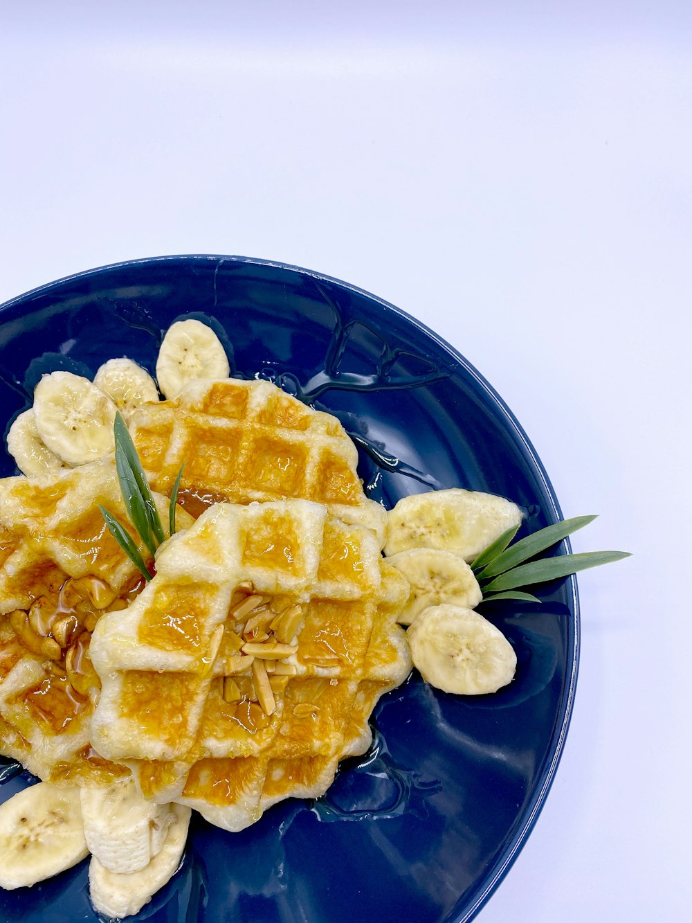 waffles on blue plate