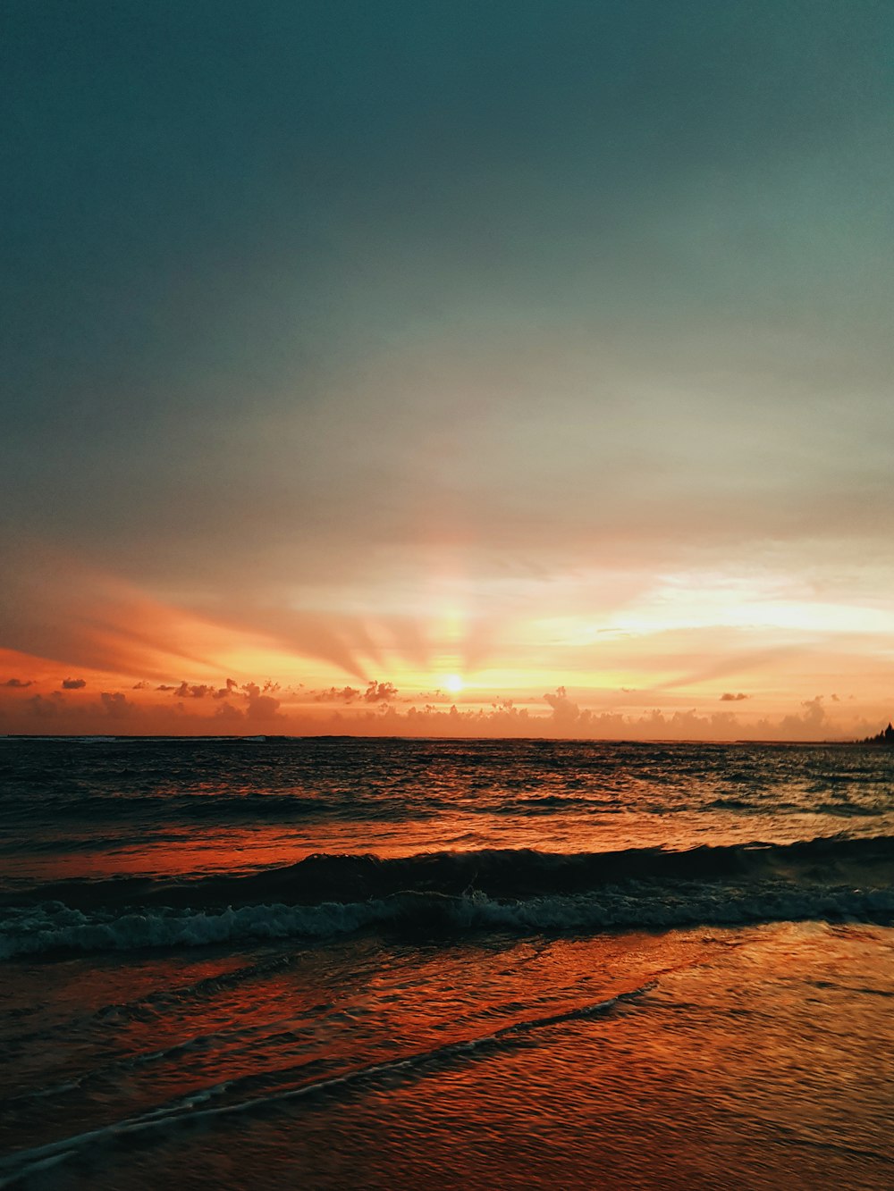 seashore wave during sunset