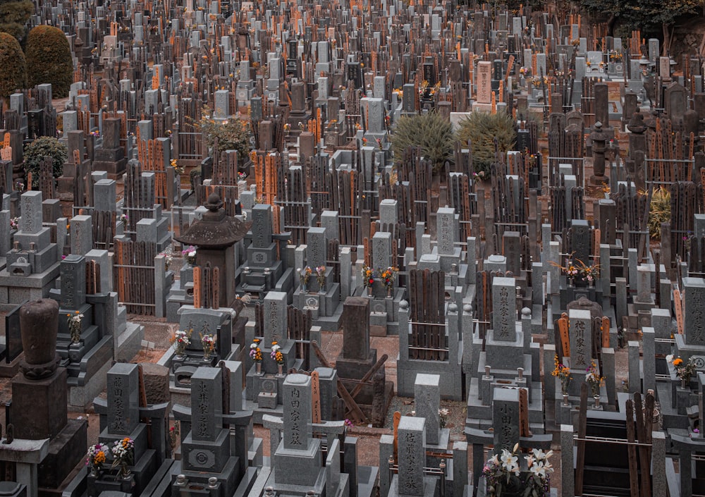 tombstones in cemetery