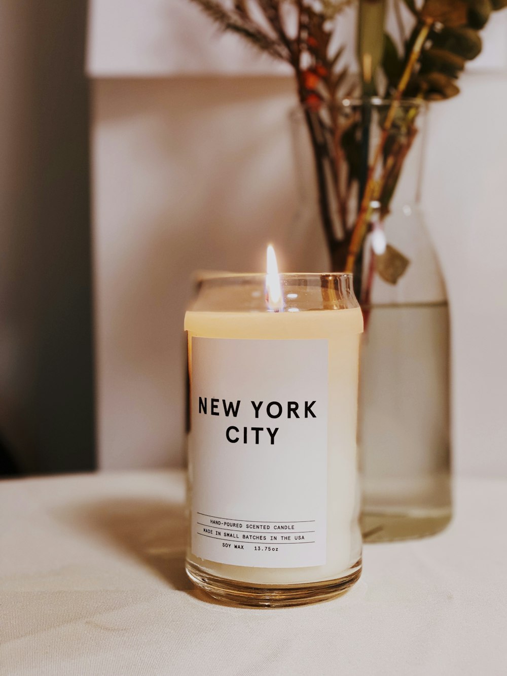 white New York City votive candle