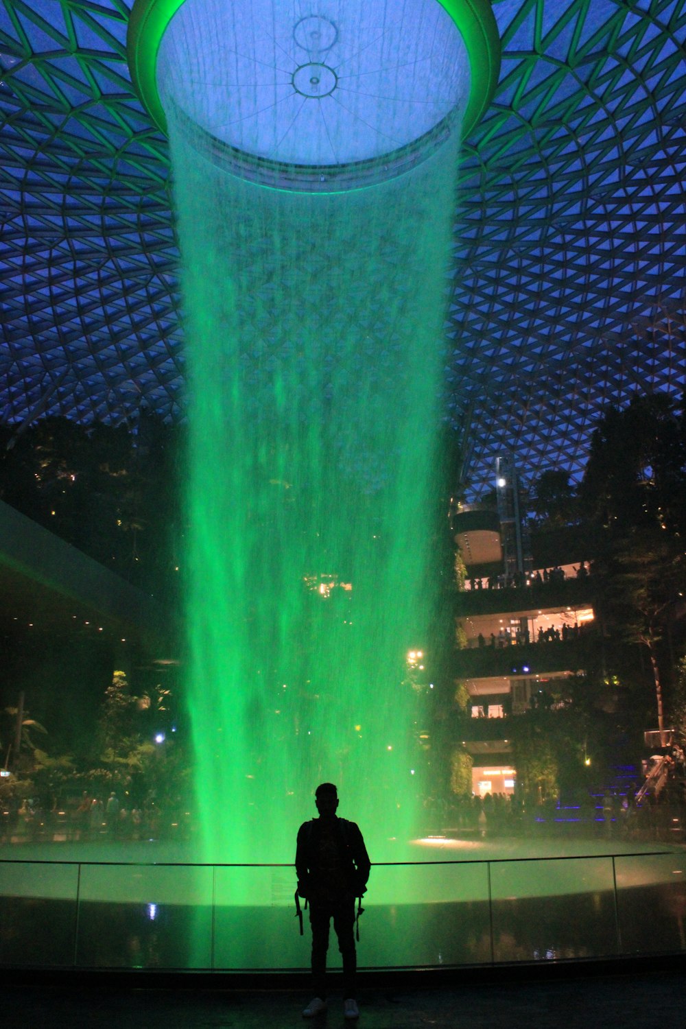 person near fountain