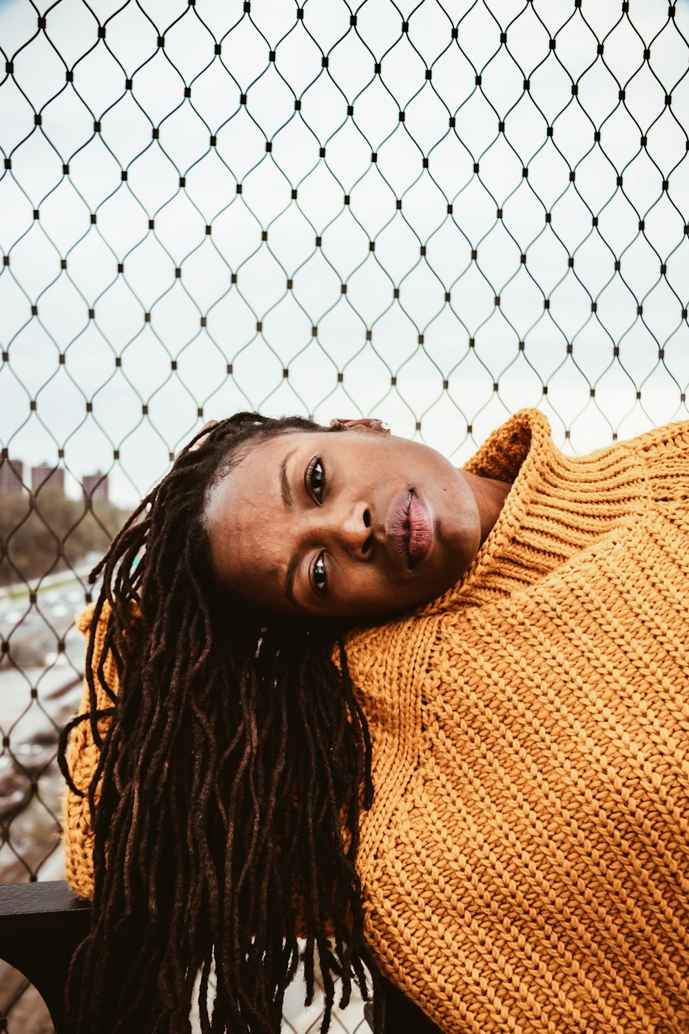 woman in brown sweater