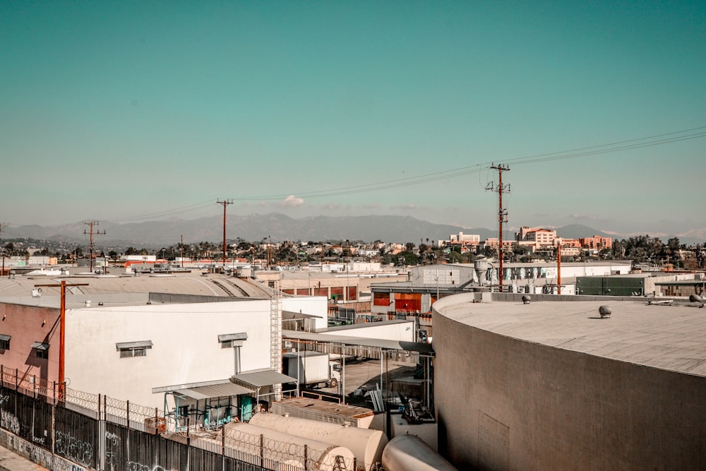 a view of a city from the roof of a building