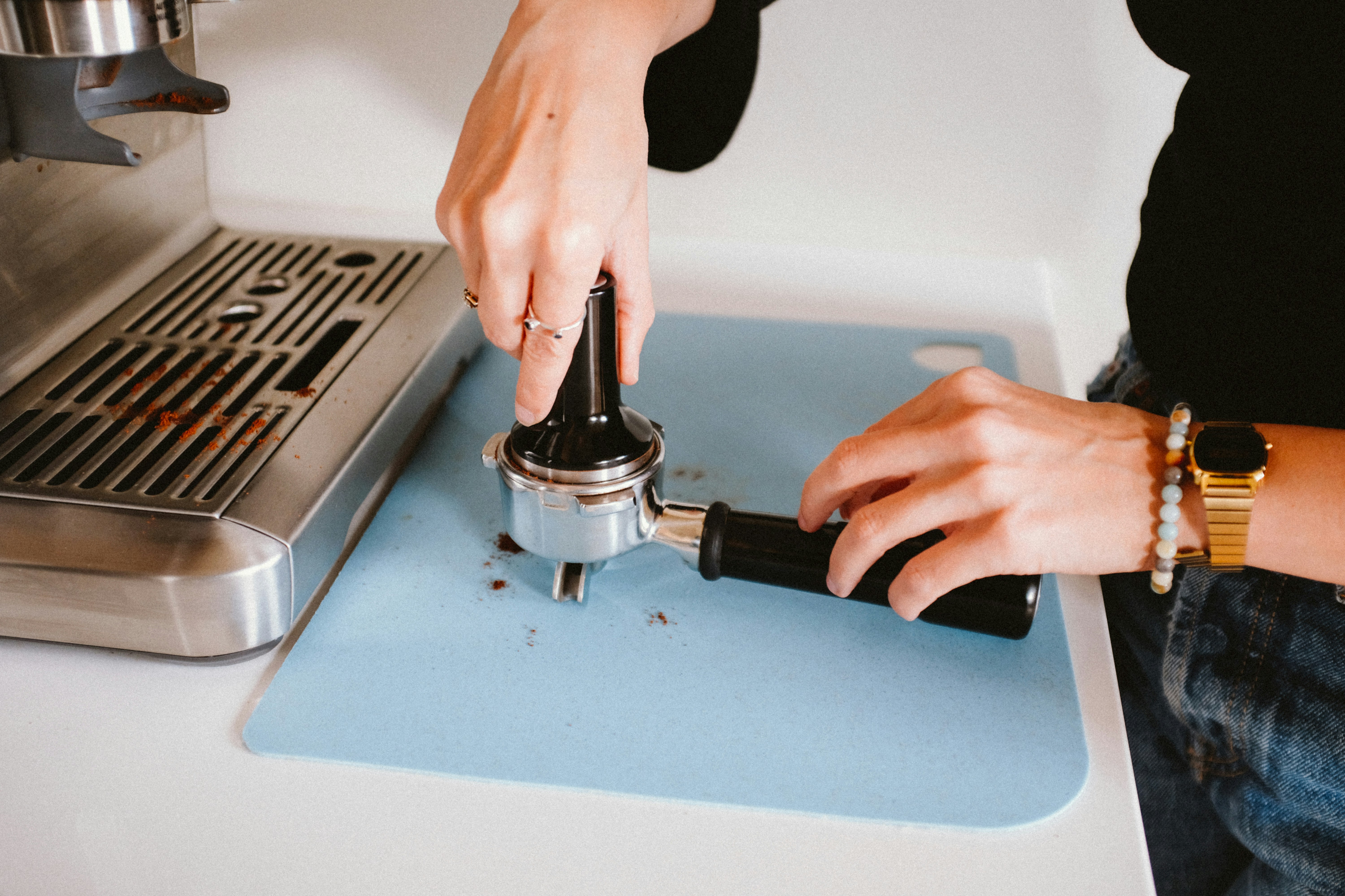 Tanya making an espresso