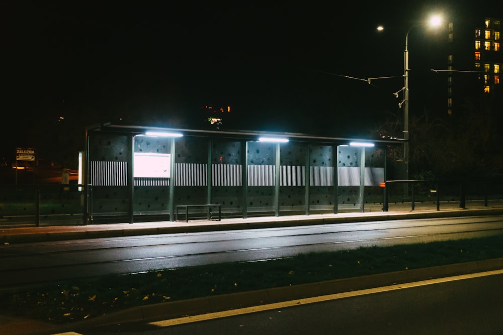 waiting shed during nighttime