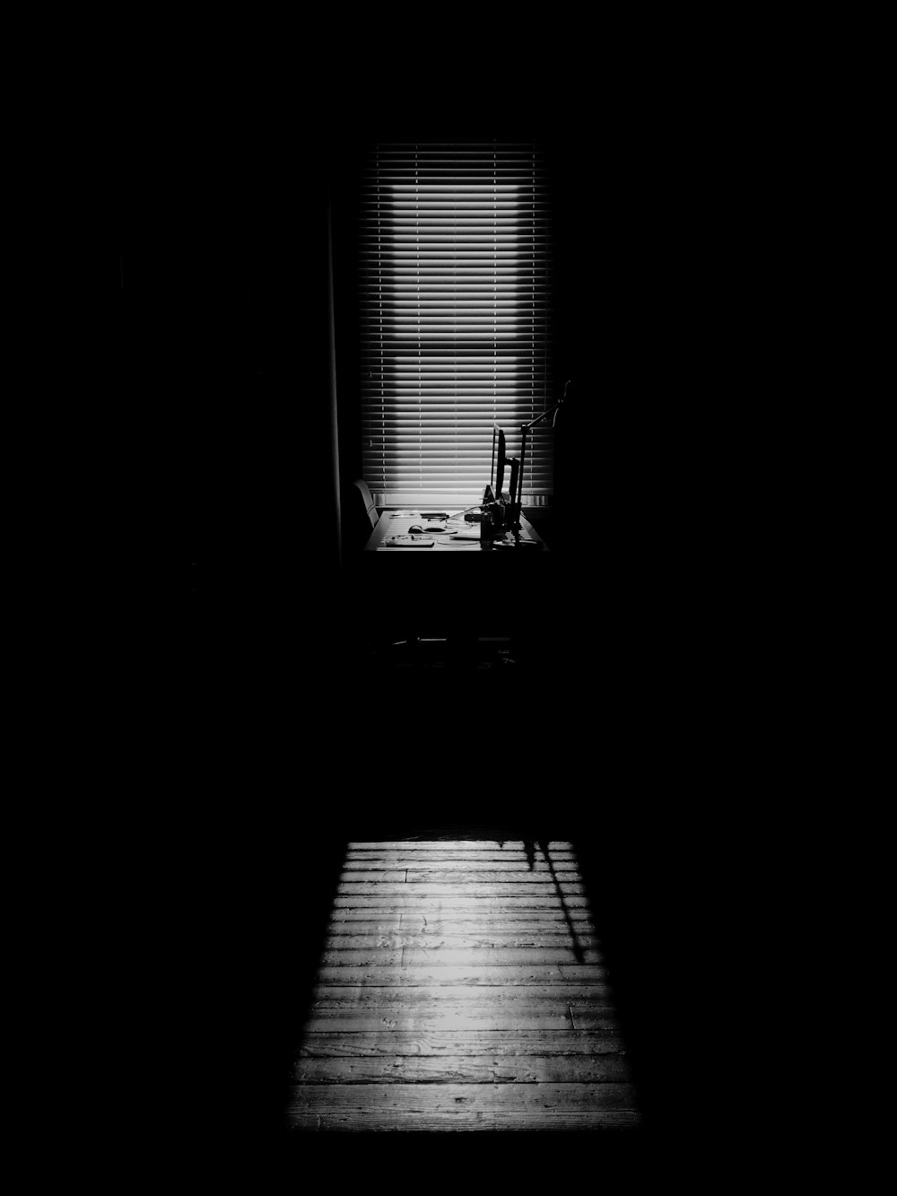 silhouette photography of window with blinds
