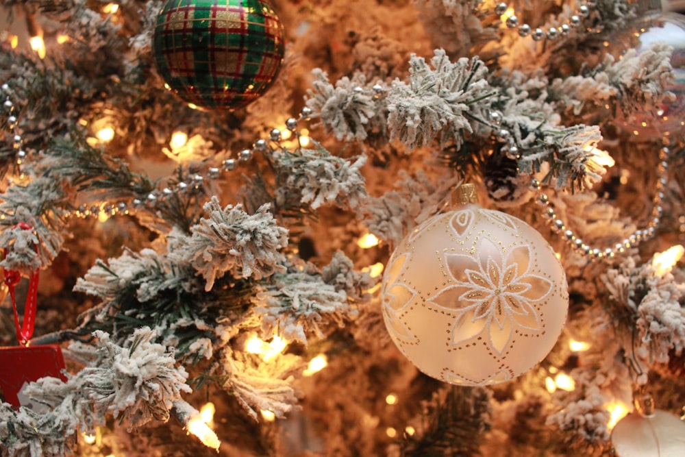 white floral bauble ball