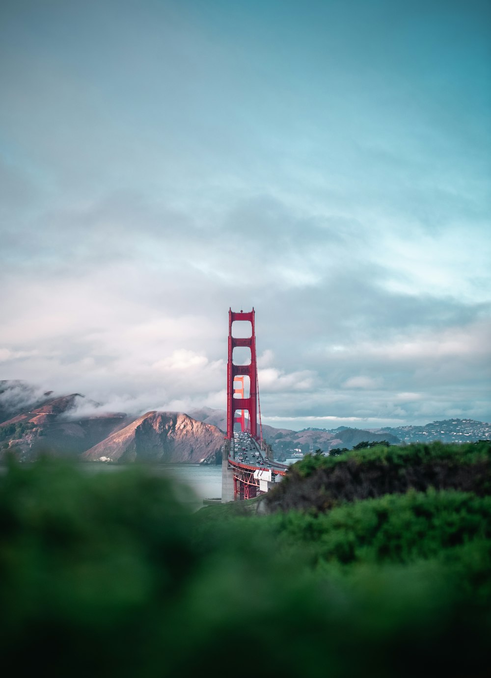 red suspension bridge