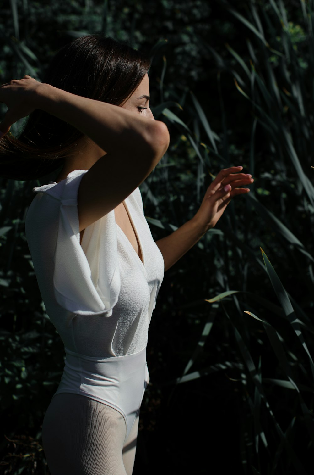 woman wearing white dress