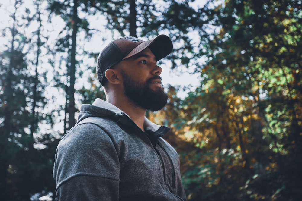 man wearing brown hat