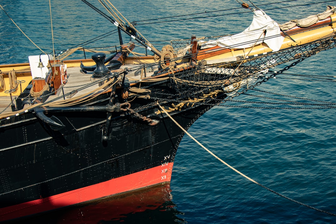 black ship on ocean