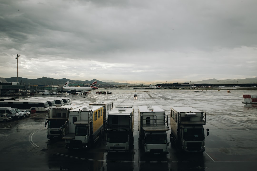 five white trucks,