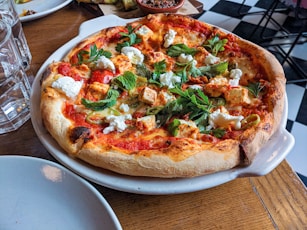 pizza with basils