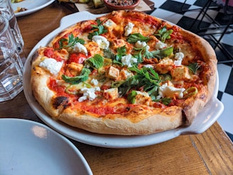 pizza with basils