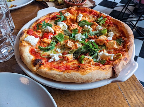 pizza with basils