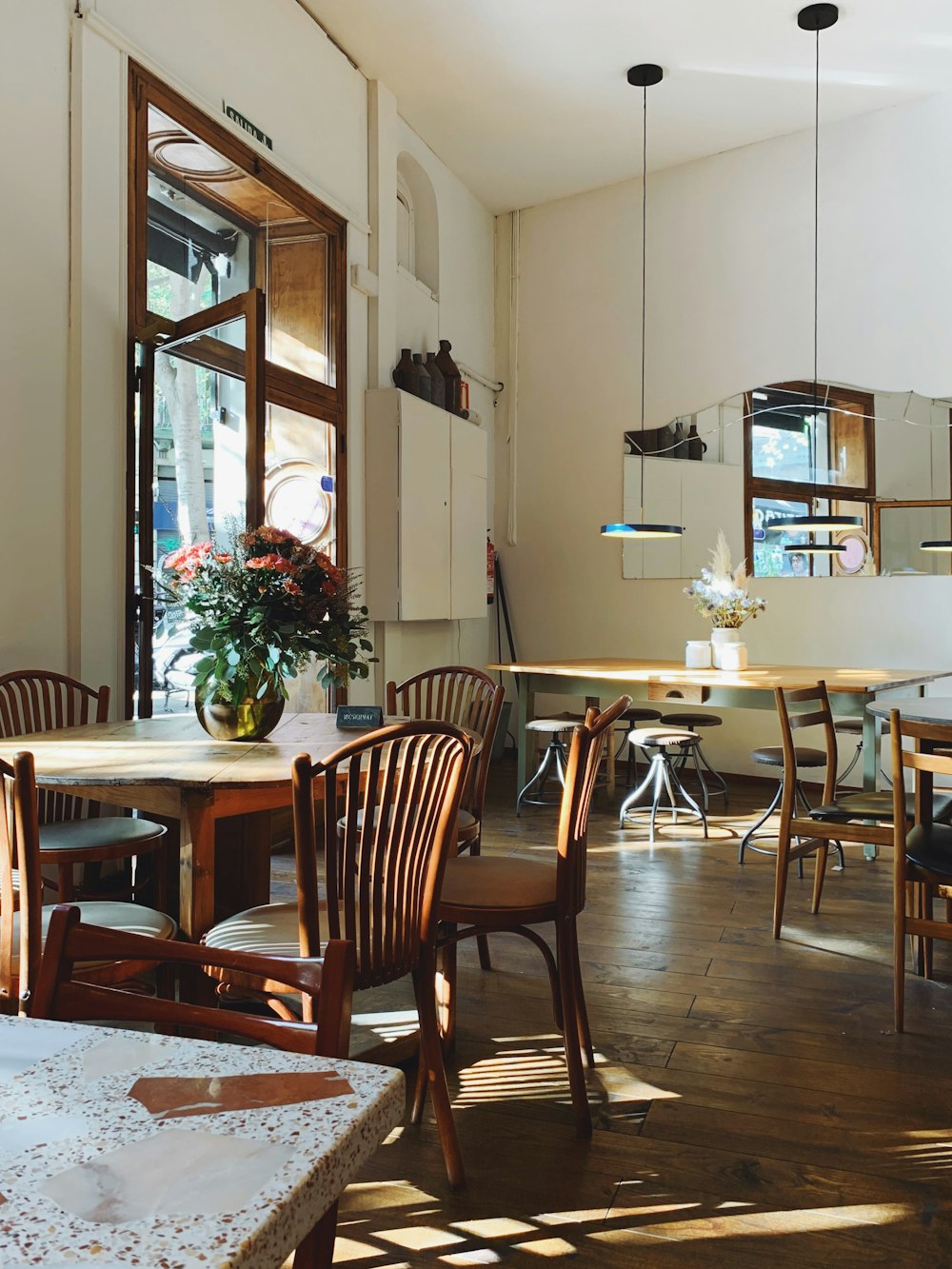 table and chairs near door