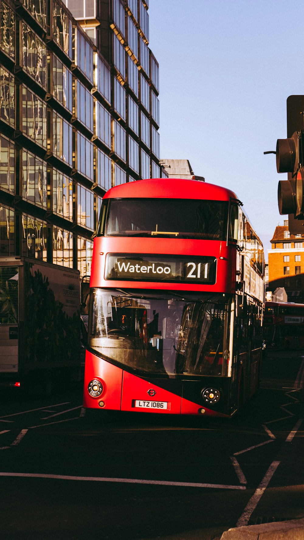 red and black bus