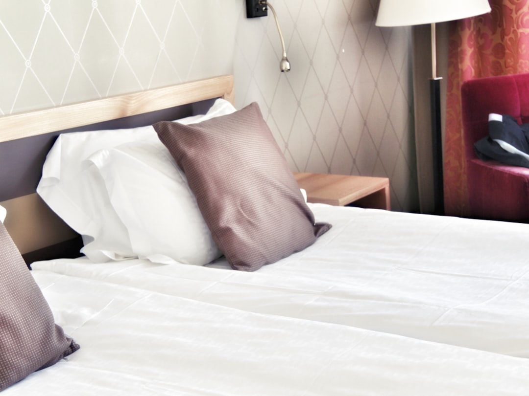 brown throw pillow, Hotel room