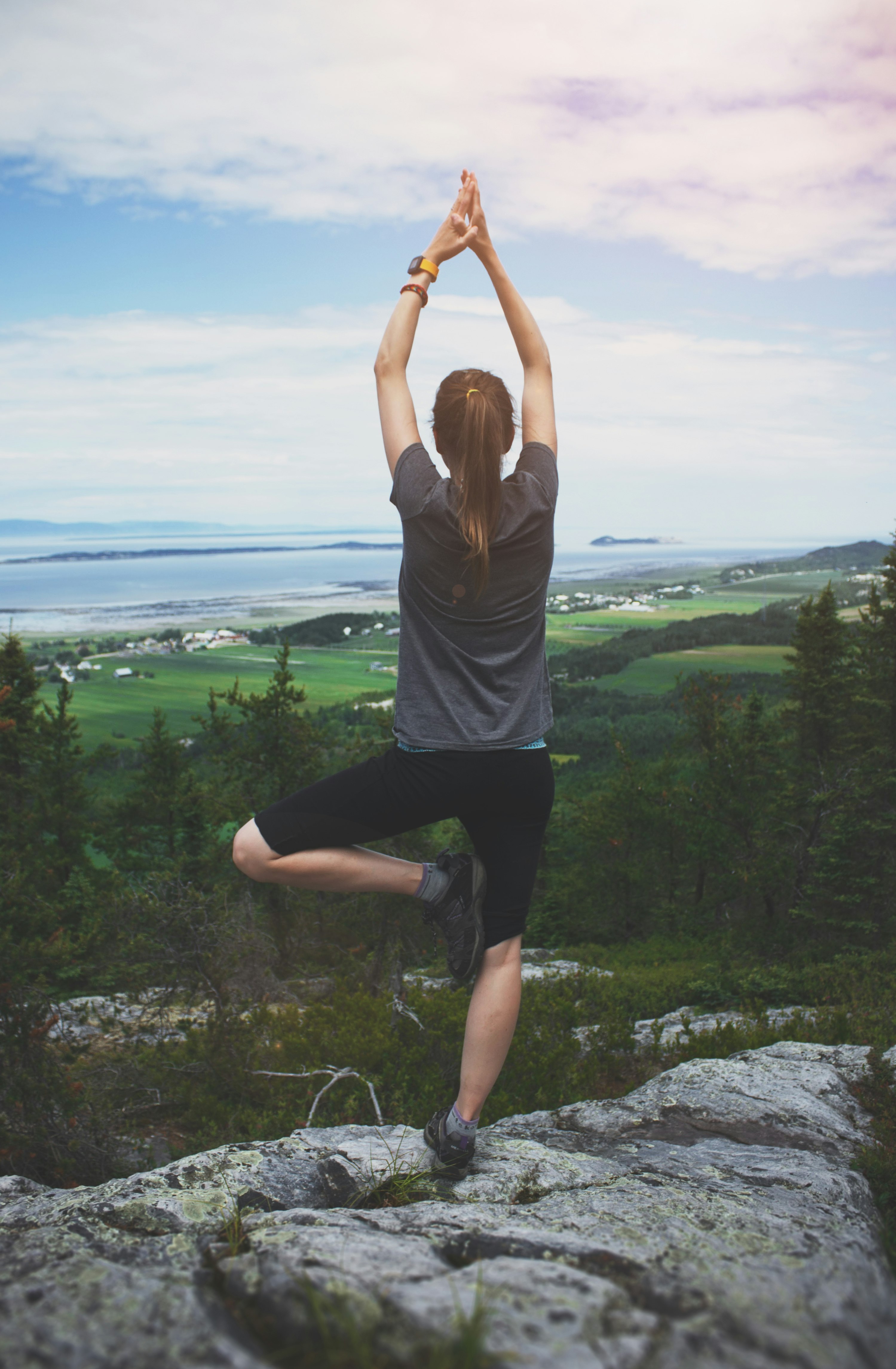 Yoga session at the top of a mountain in Kamouraska