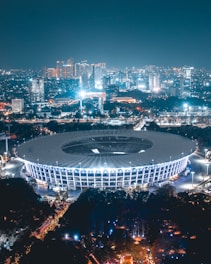 soccer-specific stadium during night time