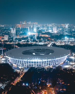 soccer-specific stadium during night time