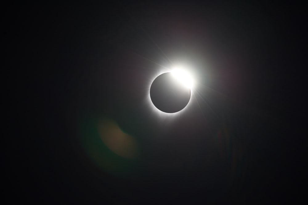 a solar eclipse is seen in the dark sky