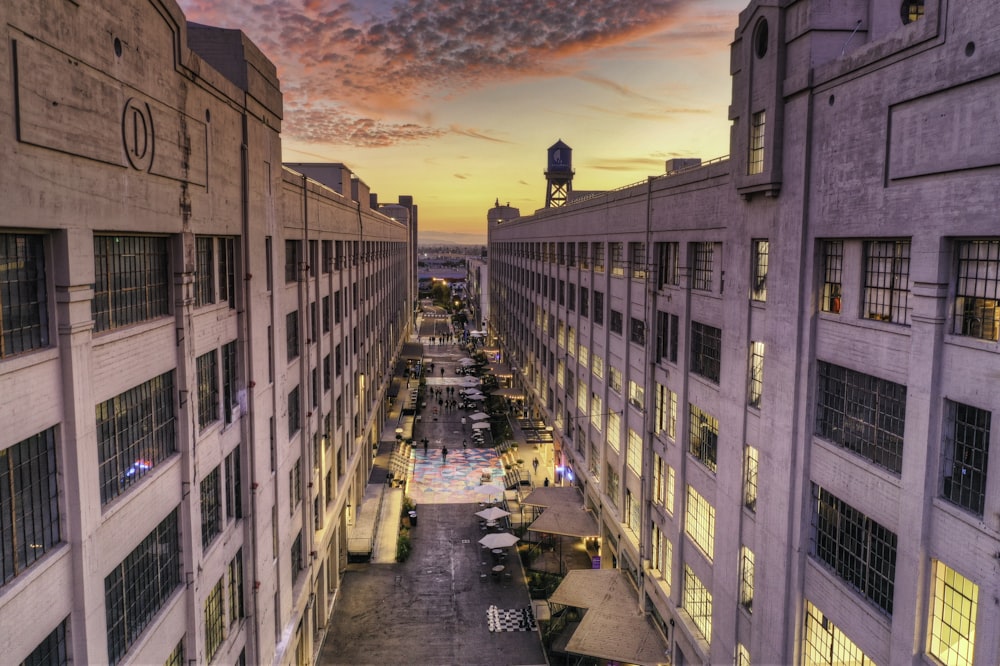 high-angle photography of gray concrete buildings