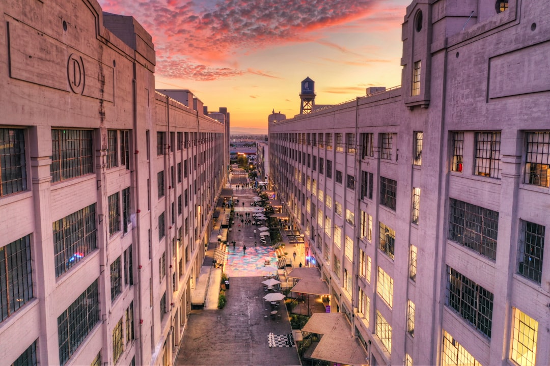 high-angle photography of gray concrete buildings