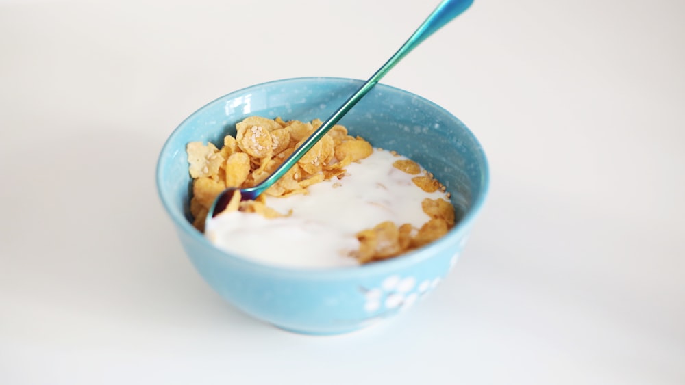 round blue ceramic bowl