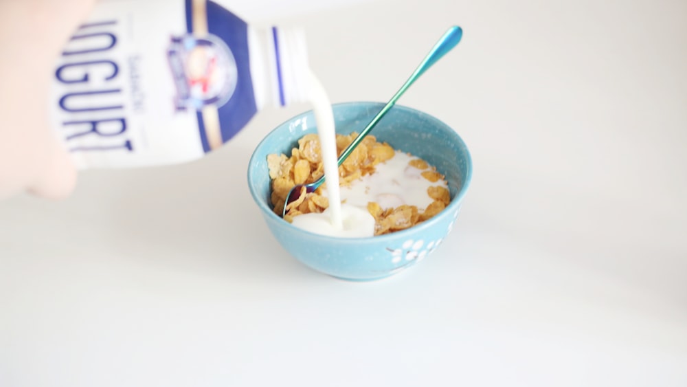 round blue ceramic bowl