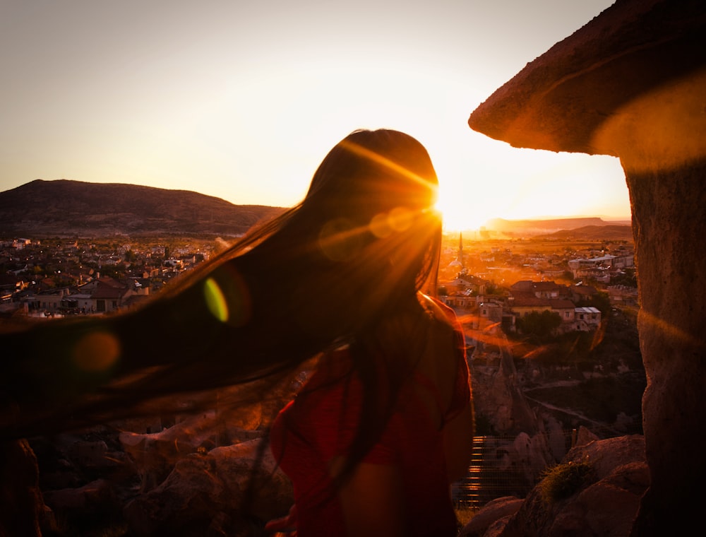 woman at the field during golden hour