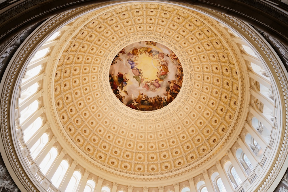 architectural photography of cathedral ceiling interior view