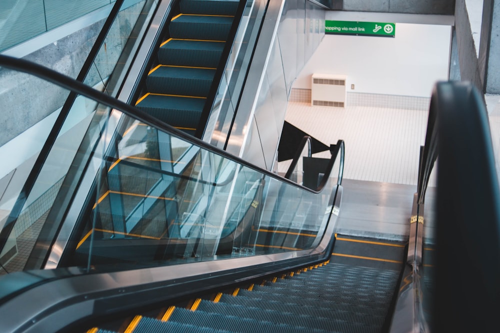 gray and black escalator