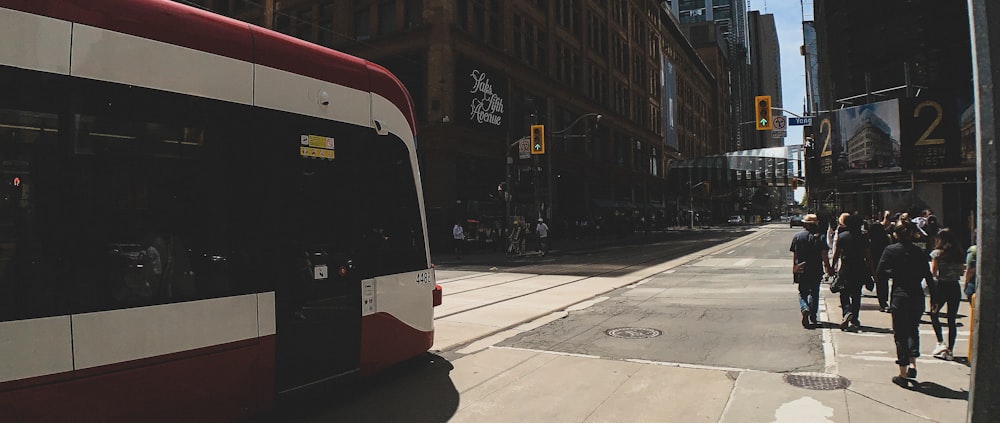 white and red bus