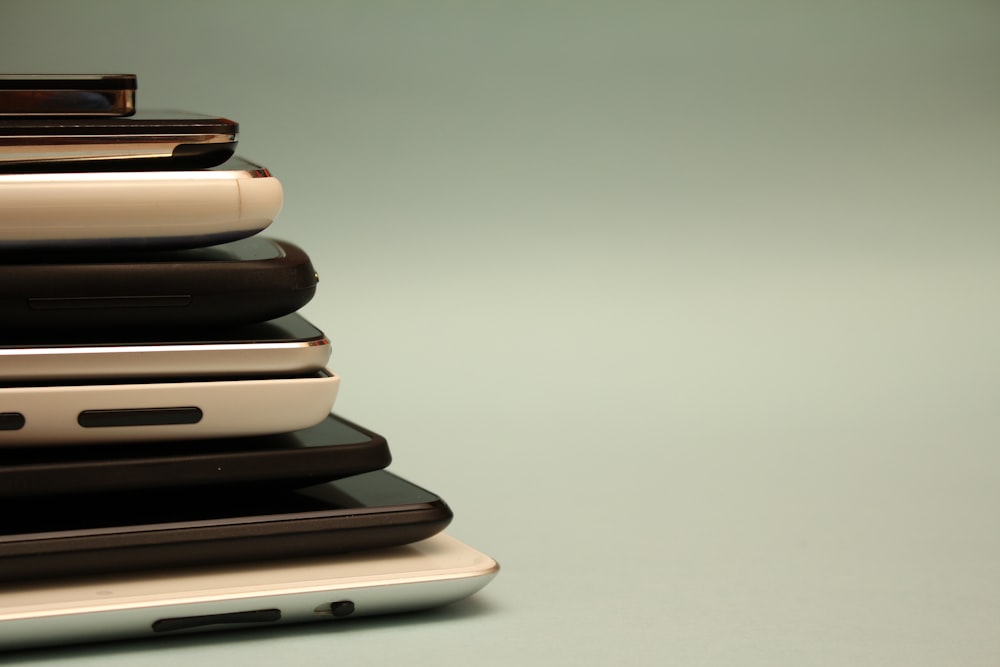 piled Android smartphones