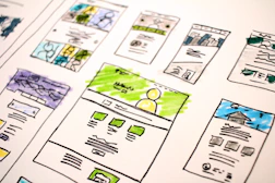 assorted-color comic script
