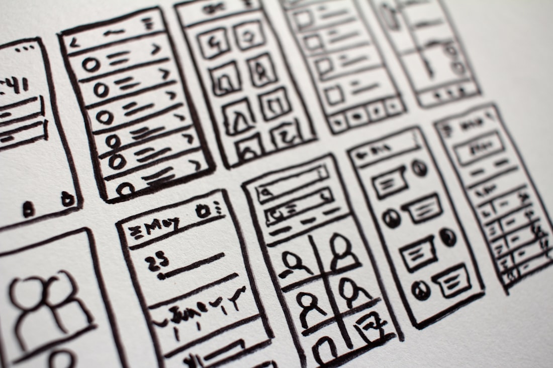 Low-fidelity wireframe sketches