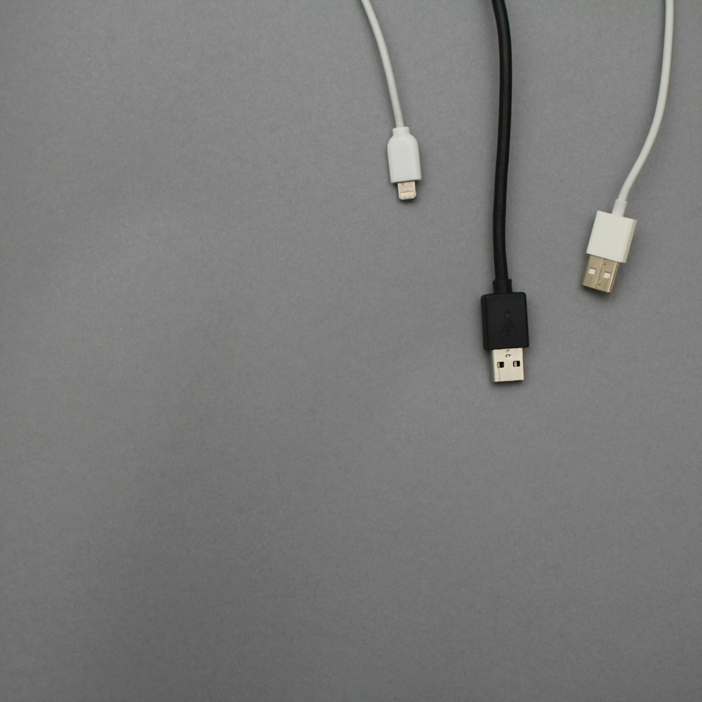 black and white USB data cables