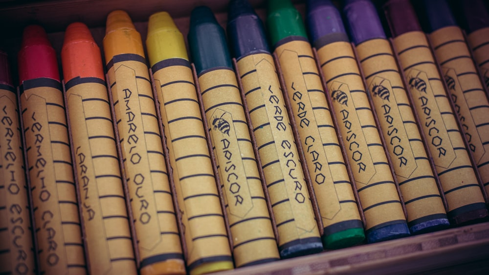 assorted-color crayon set